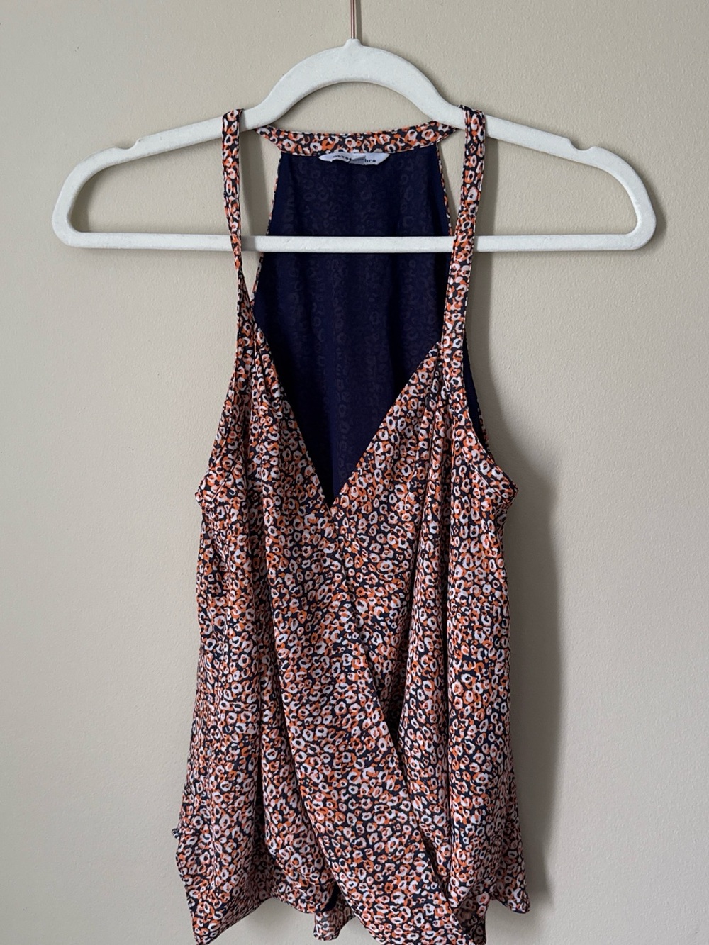 Naked Zebra Navy & Coral Floral Surplice Cami